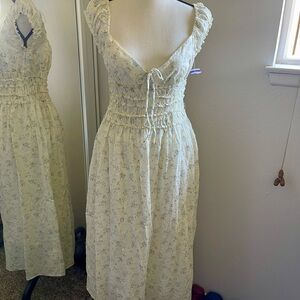 All in Favor Cream Floral Midi Dress